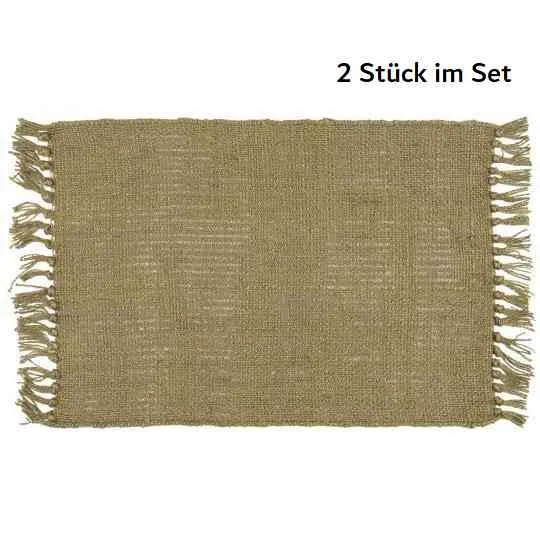 Platzdeckchen 2er-Set aus Jute mit Fransen ca. 35x50 cm TISCHSET | 2x Tischschoner