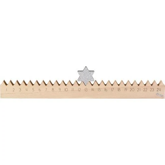 Adventskalender Stern SILVER STAR ☆ Holz ca. 52x5,5x2,5 cm Kollektion Stillenat