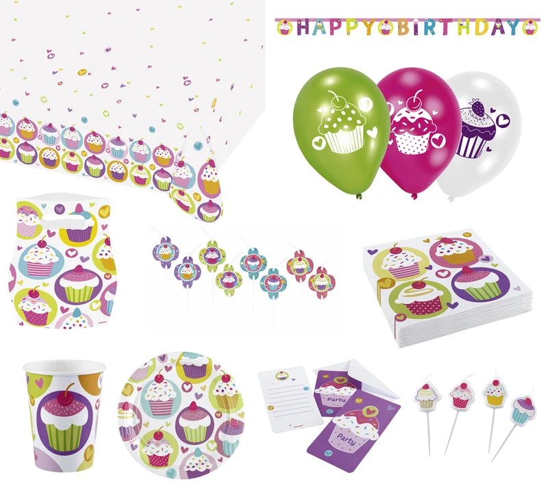 Cupcake Party Dekorations Artikel - 8 Teller