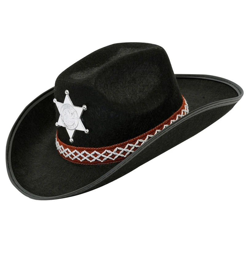 Cowboyhut mit Sheriffstern für Kinder | Schwarz