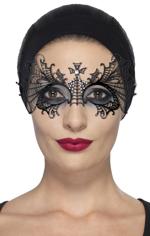 Venezianische Augenmaske Mystique - Metall Schwarz mit Strasselementen