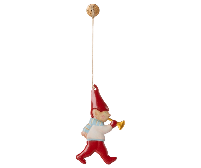 Maileg Wichtel-Anhänger mit Trompete PIXY Metall-Ornament ca. 9 cm ☆ Adventsdeko