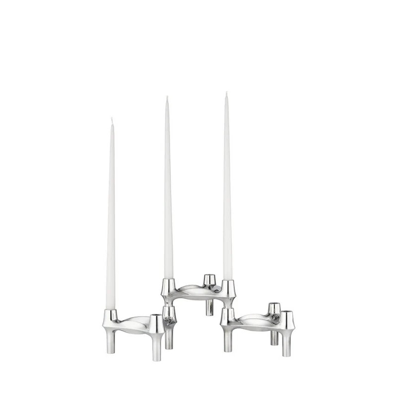 BMF Kerzenhalter 3er Set Chrom - Stoff Nagel