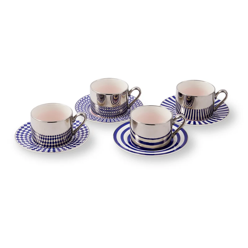 4er-Set Kaffeetassen AUNTY CUPS silber