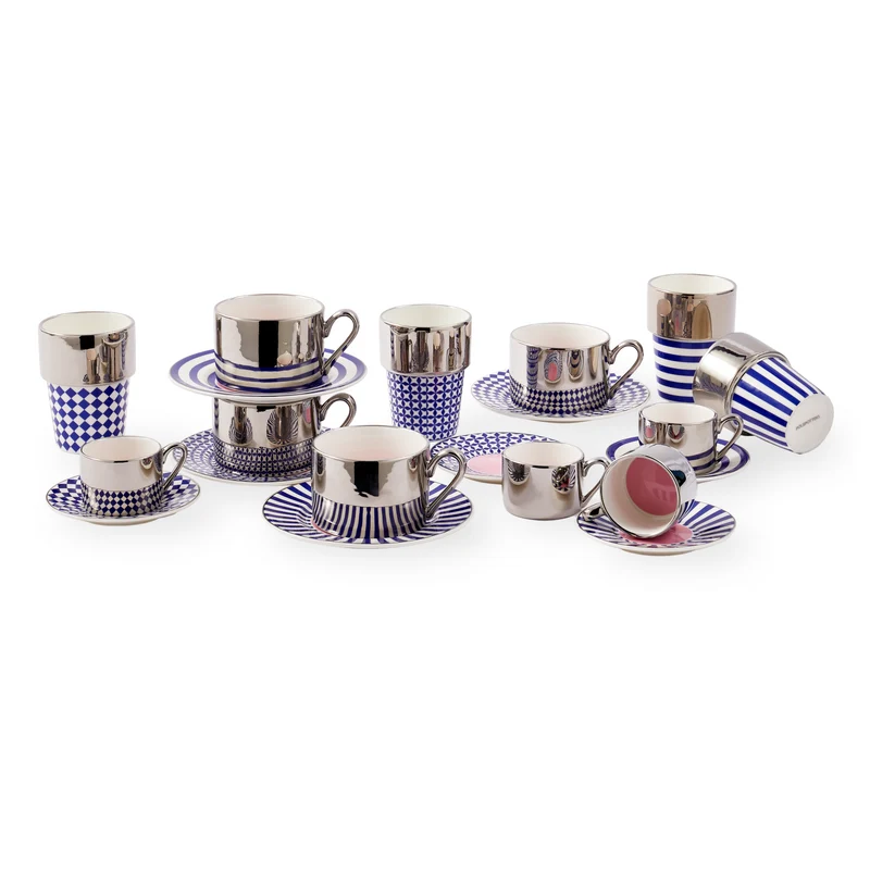 4er-Set Kaffeetassen AUNTY CUPS silber