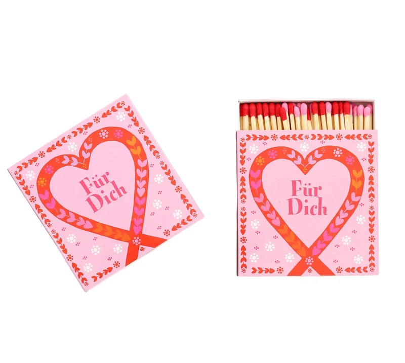 Streichhölzer XL FÜR DICH ca. 11 cm Maxi-Statement-Zündhölzer Zündkopf rot + pink