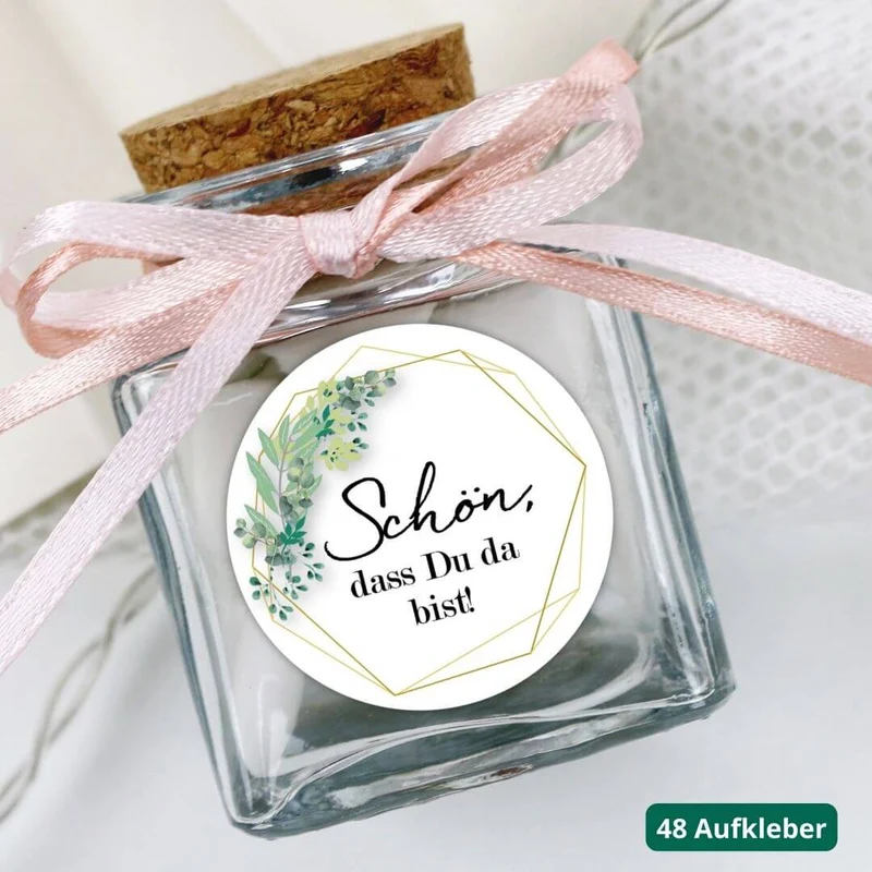 Aufkleber Eukalyptus Schön, dass Du da bist! (48 Stück)