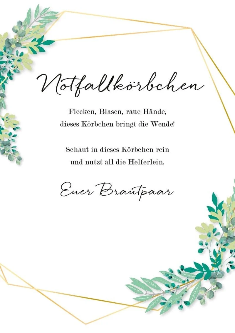 Schilder Set Hochzeit Eukalyptus