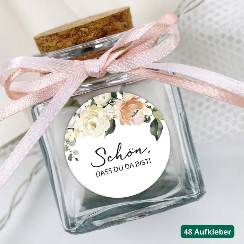 Aufkleber Blütenzauber Schön, dass Du da bist! (48 Stück)