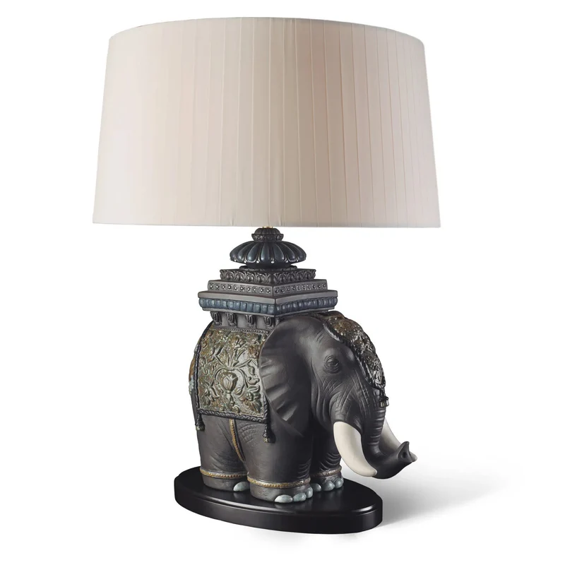 Tischleuchte SIAMESE ELEPHANT aus Porzellan, H70 cm