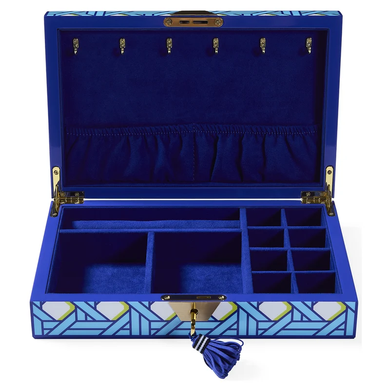 Schmuckbox BASKETWEAVE blau/gold