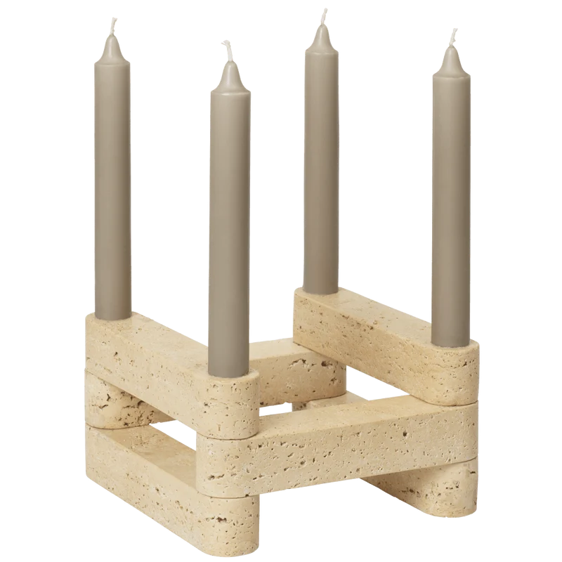 Modulare Kerzenhalter im Set Newel Travertin - ferm LIVING x Utzon