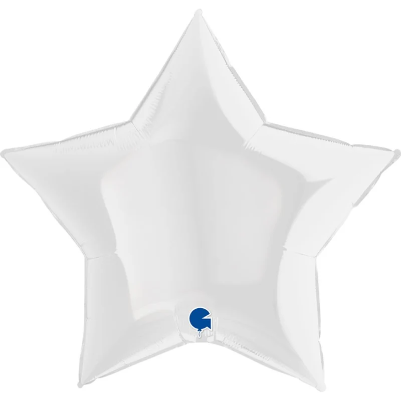 36"/Ø91cm Folienballon Uni Stern | Weiß