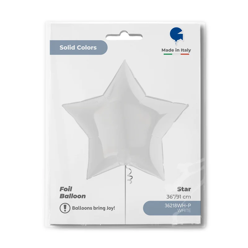 36"/Ø91cm Folienballon Uni Stern | Weiß