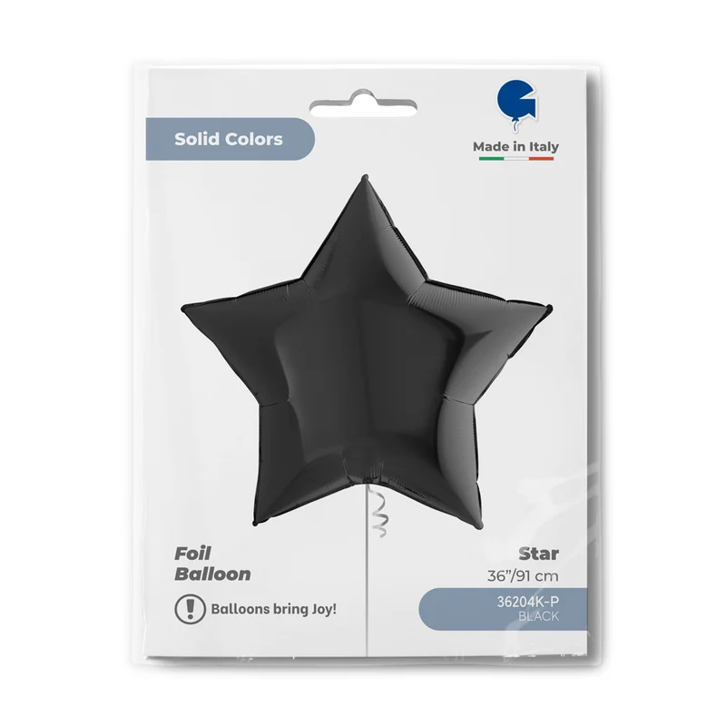 36"/Ø91cm Folienballon Uni Stern | Schwarz