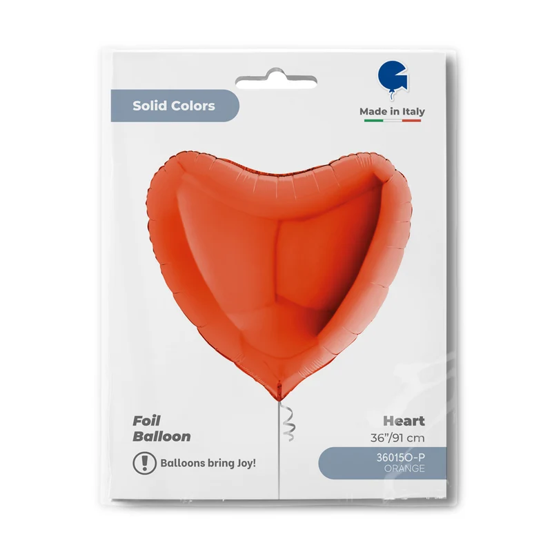 36"/Ø91cm Folienballon Uni Herz | Orange