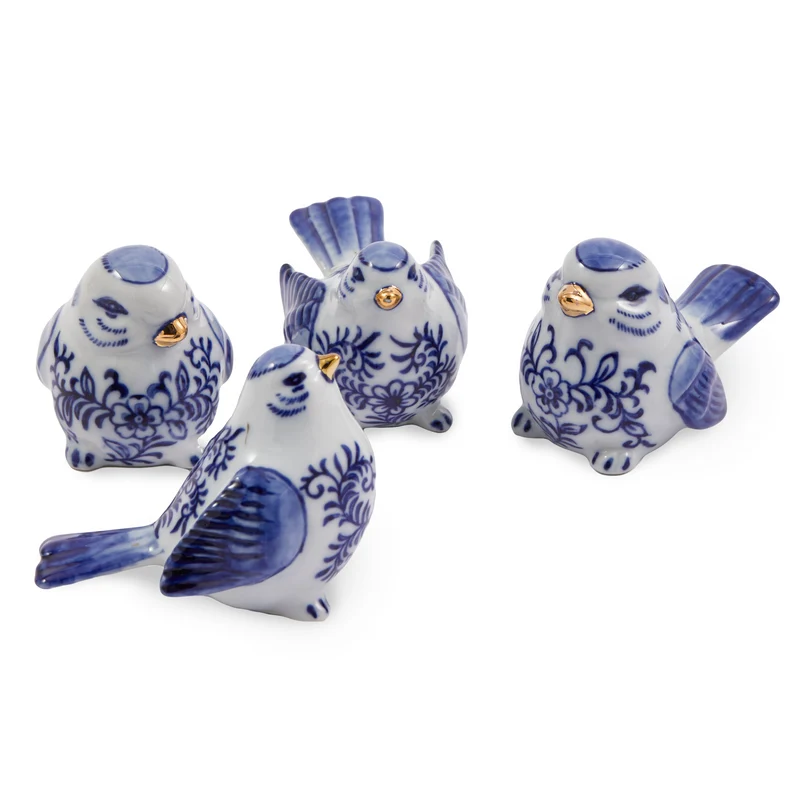 Tierfiguren BLUE BIRD FAMILY 4er-Set blau/weiß