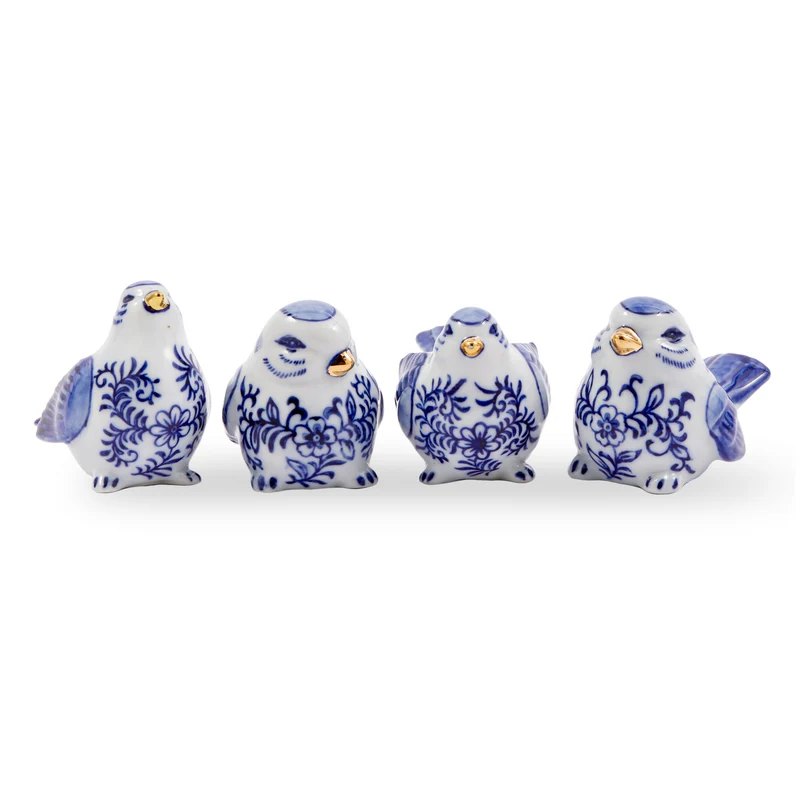 Tierfiguren BLUE BIRD FAMILY 4er-Set blau/weiß