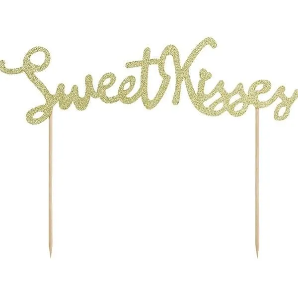 Tortenstecker Sweet Kisses Glitter gold