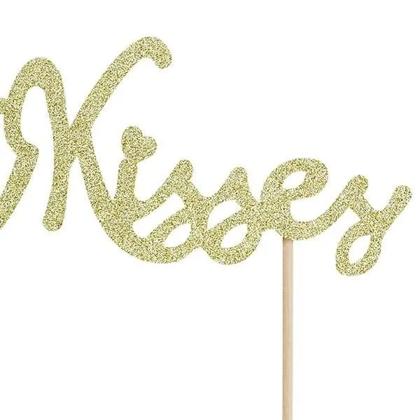 Tortenstecker Sweet Kisses Glitter gold
