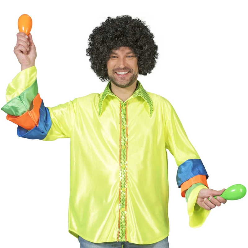 Buntes Brasilianer Samba Hemd für Herren | Neon Gelb