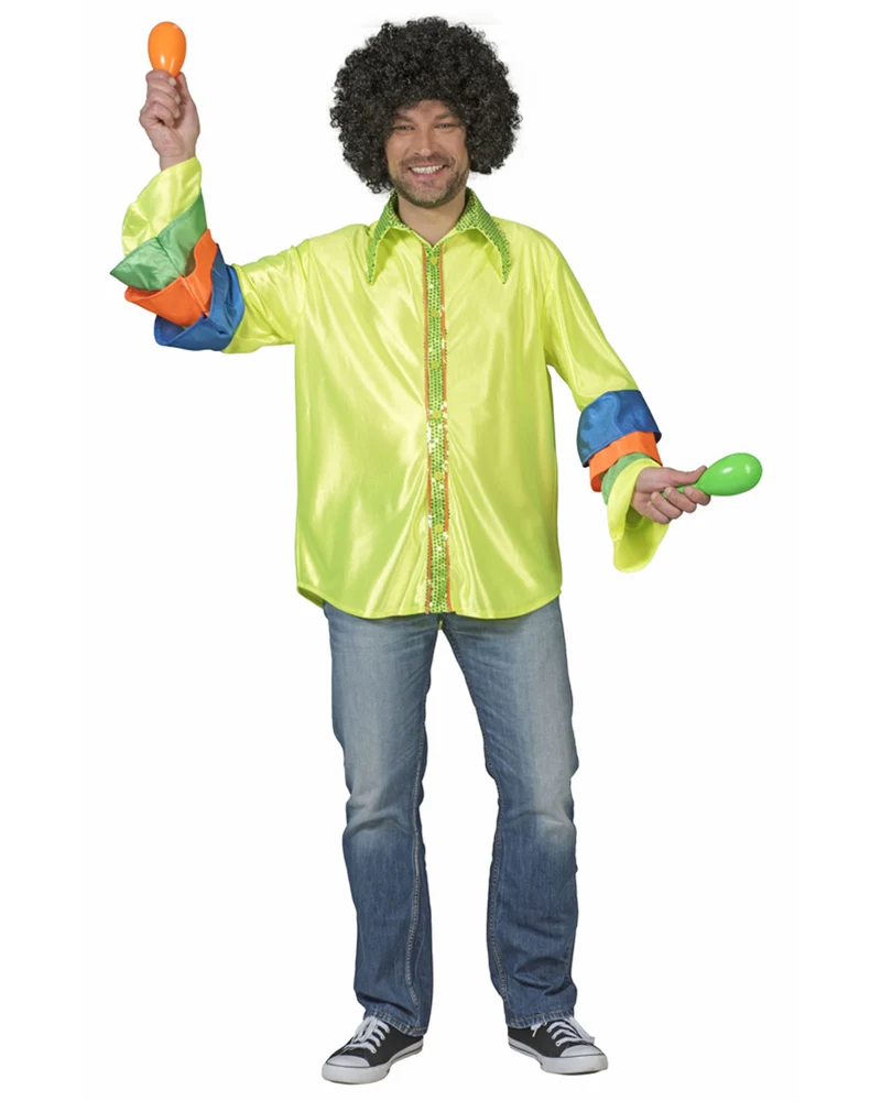 Buntes Brasilianer Samba Hemd für Herren | Neon Gelb