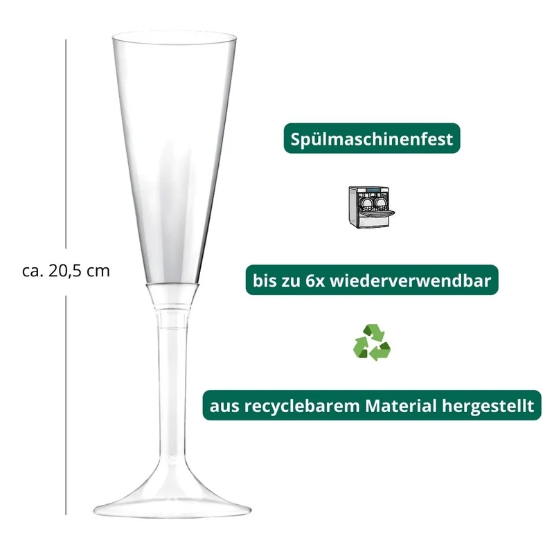 Mehrweg Sektglas aus Kunststoff (20 Stück)