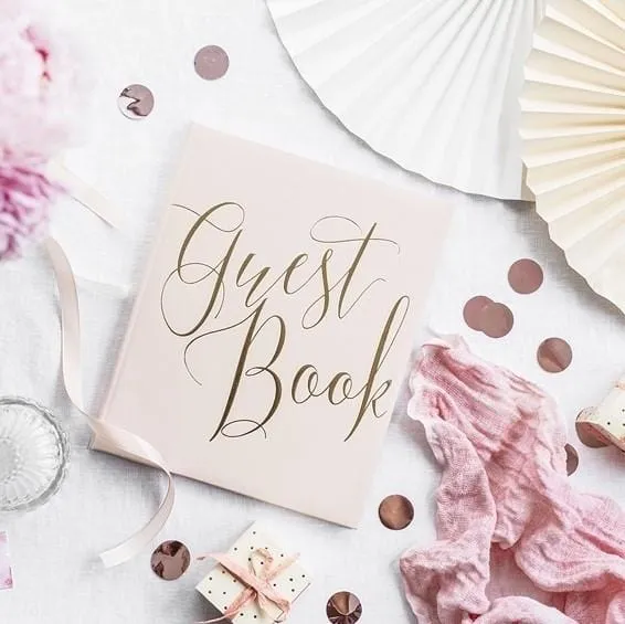 Gästebuch Hochzeit Guest Book rosa/gold