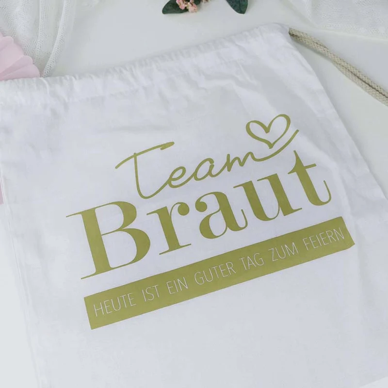 JGA Turnbeutel Team Braut weiß