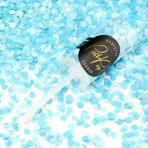 Mini Konfetti Kanone Push - blau