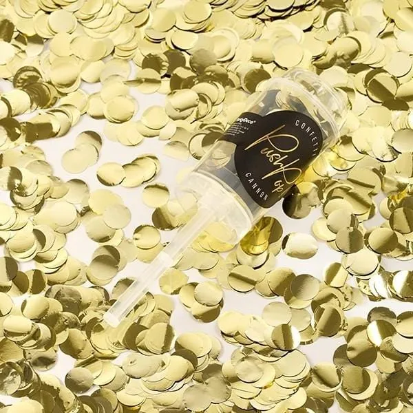 Mini Konfetti Kanone Push - gold metallic