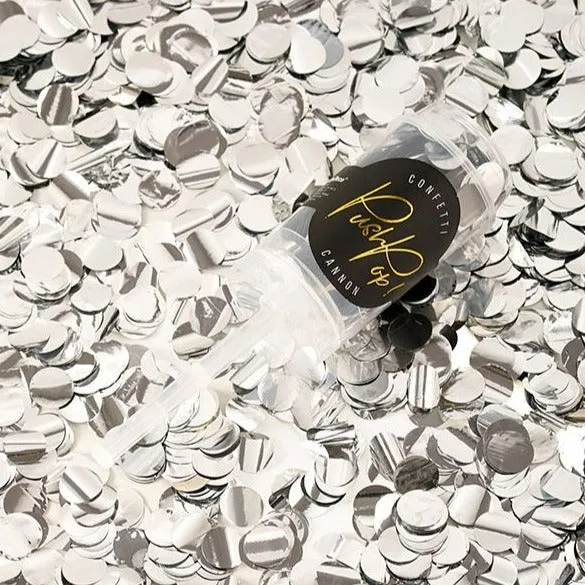 Mini Konfetti Kanone Push - silber metallic