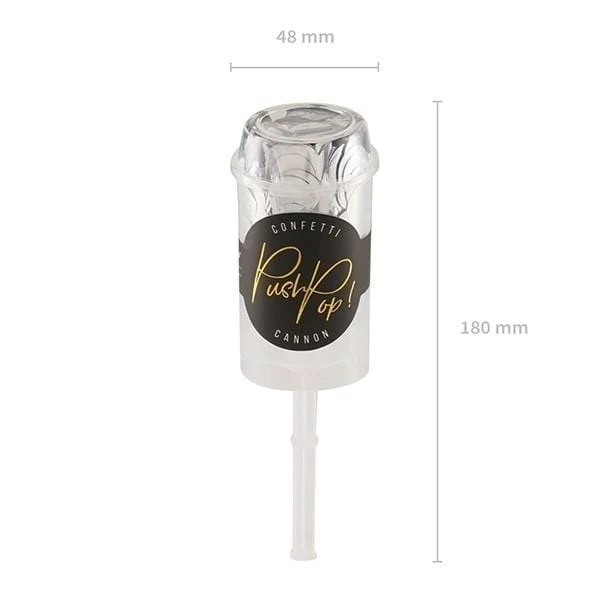 Mini Konfetti Kanone Push - silber metallic