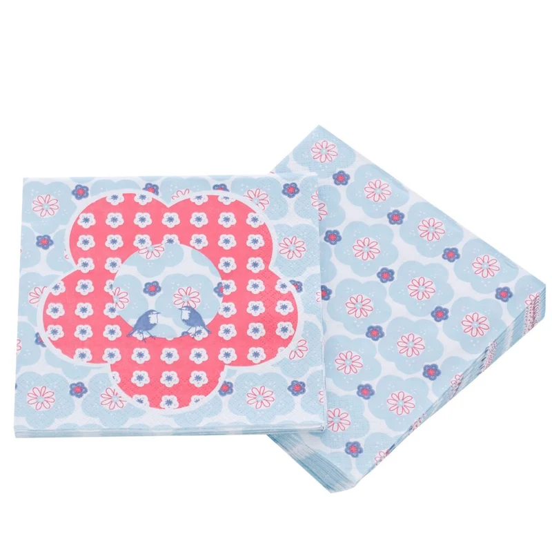Servietten MIMI-FLOWER koralle 20 Stück Packung dreilagig 33x33 cm Tissue Blumenmuster