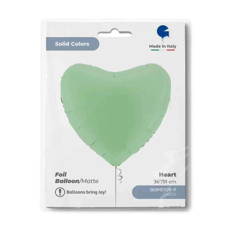 36"/Ø91cm Folienballon Uni Herz | Grün Matt