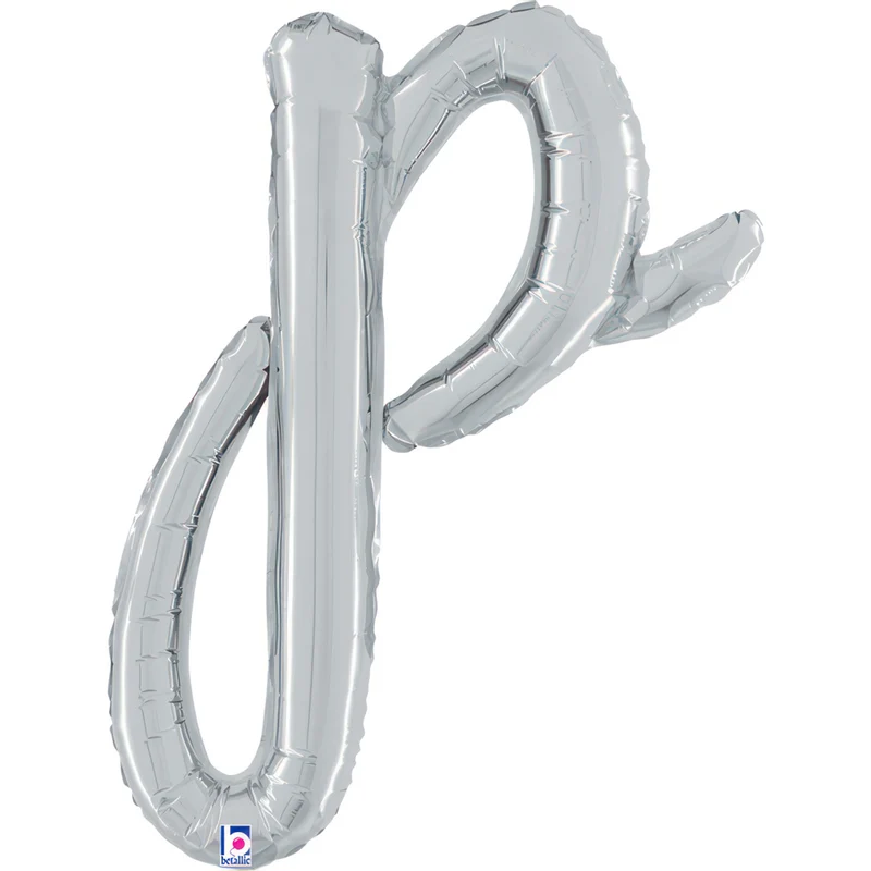 24"/Ø61cm Folienballon Buchstabe Skript Silber | P 61