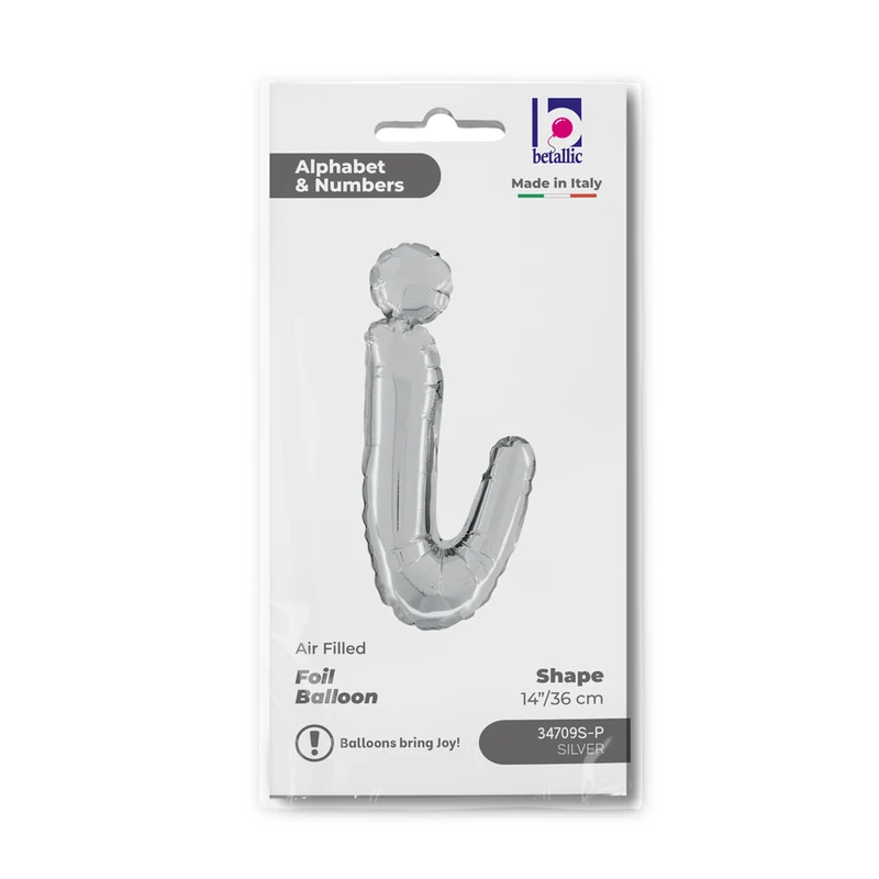 14"/Ø36cm Folienballon Buchstabe Skript Silber | I