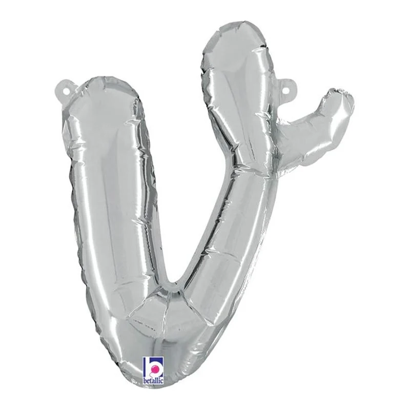 14"/Ø36cm Folienballon Buchstabe Skript Silber | V