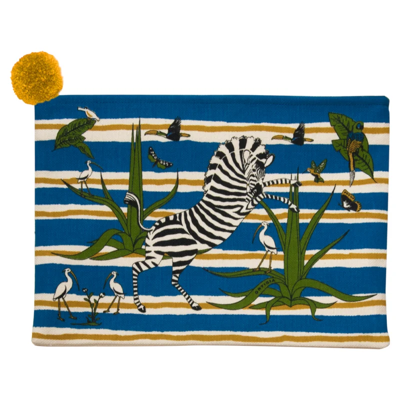 Strand-Clutch JUNGLE BLUE aus ägyptischer Baumwolle