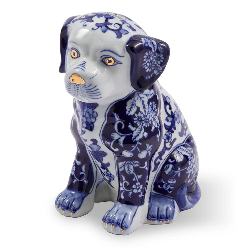 Spardose PUPPY blau/weiß aus Porzellan