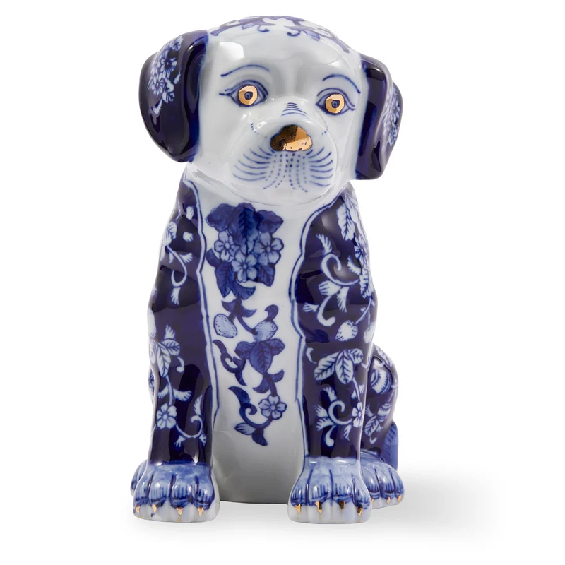 Spardose PUPPY blau/weiß aus Porzellan