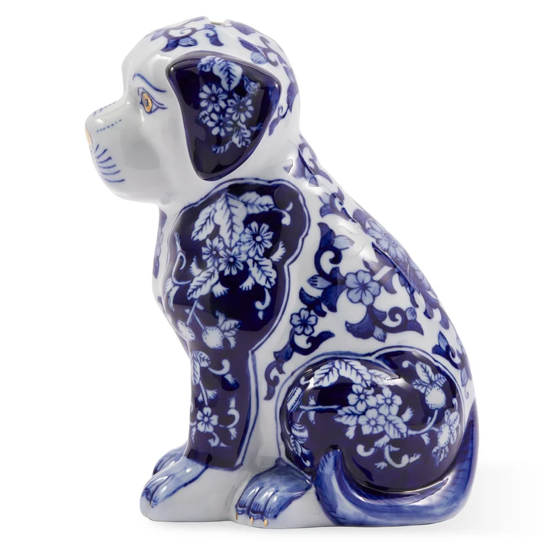 Spardose PUPPY blau/weiß aus Porzellan