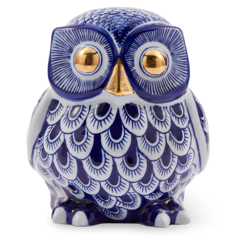 Spardose OWL blau/weiß aus Porzellan