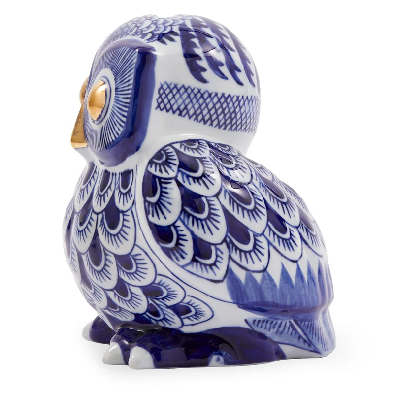 Spardose OWL blau/weiß aus Porzellan