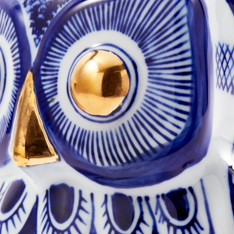 Spardose OWL blau/weiß aus Porzellan