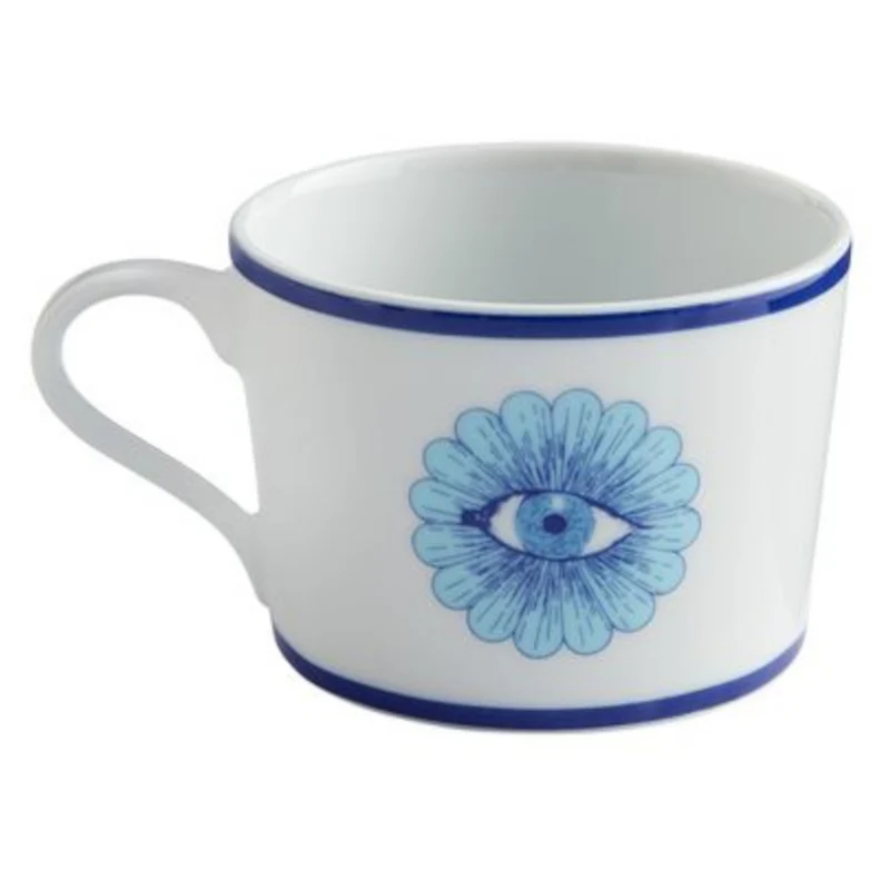 Teetasse und Untersetzer Set DRUGGIST blau/weiß