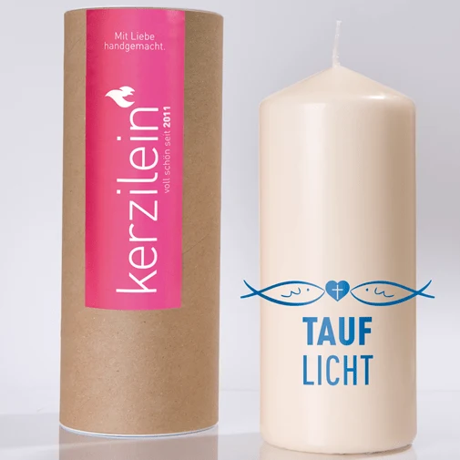 Kerze / Tauflicht Fische blau