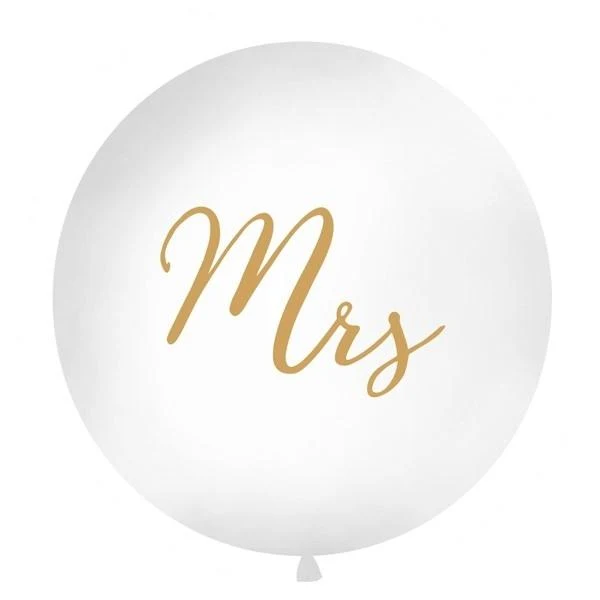 XXL Luftballon Mrs - weiß/gold