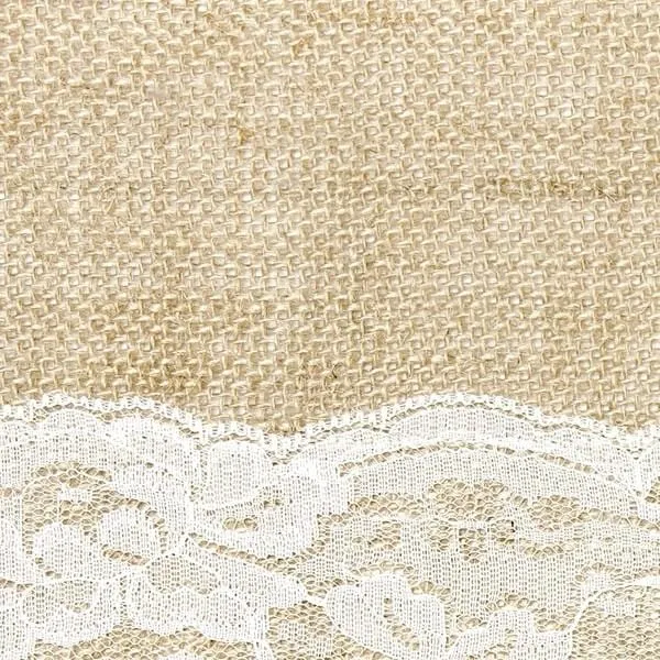 Vintage Tischläufer Jute mit Blumen Spitze (2,75m Länge)