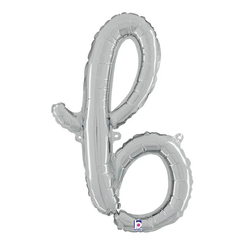 24"/Ø61cm Folienballon Buchstabe Skript Silber | B
